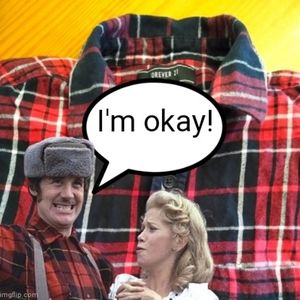 Forever 21 red plaid flannel shirt men's medium